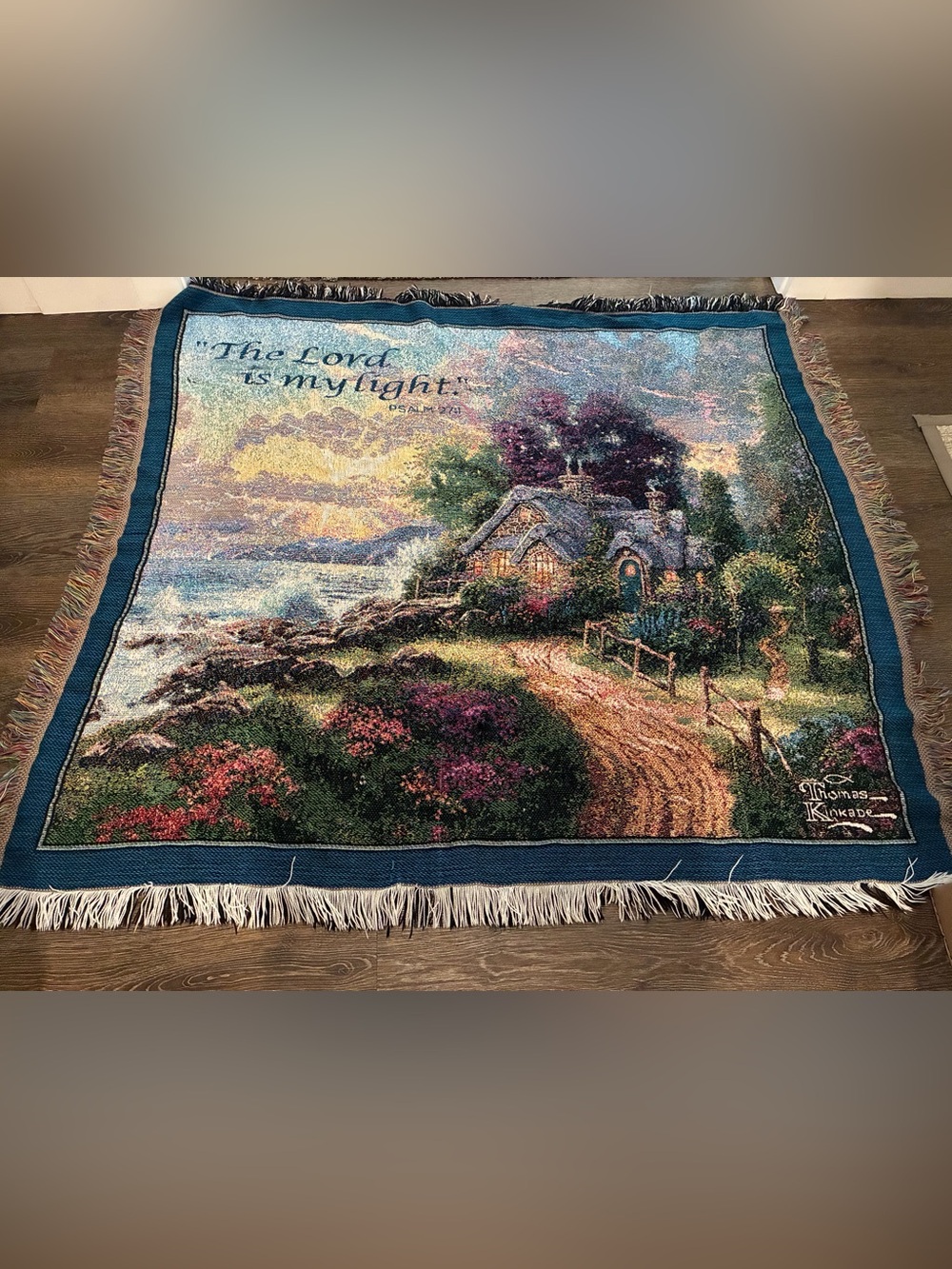Scenic Cottage Wall Tapestry in Multicolor Thomas kinkade